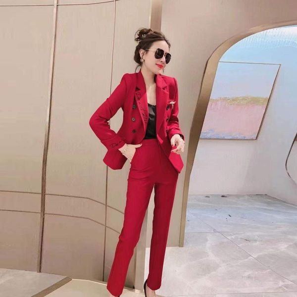 women's two piece pants women of fund 2021 spring heavy two-piece embroider little feet suit cultivate morality profession, White
women's two piece pants women of fund 2021 spring heavy two-piece embroider little feet suit cultivate morality profession, White