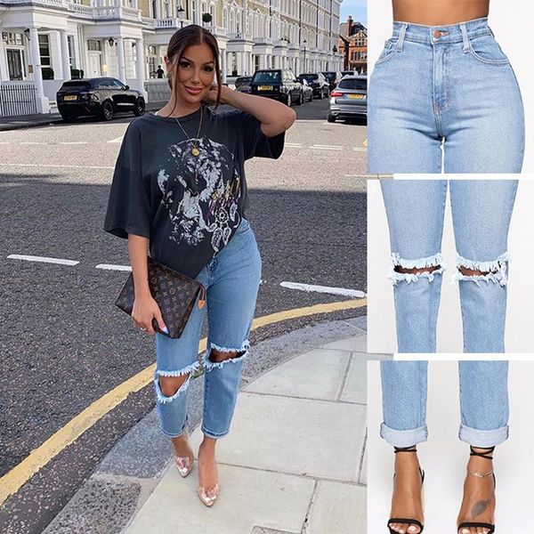 women's jeans female ripped pencil denim large size high waist fashion casual hip-hop ladies women, Blue
women's jeans female ripped pencil denim large size high waist fashion casual hip-hop ladies women, Blue