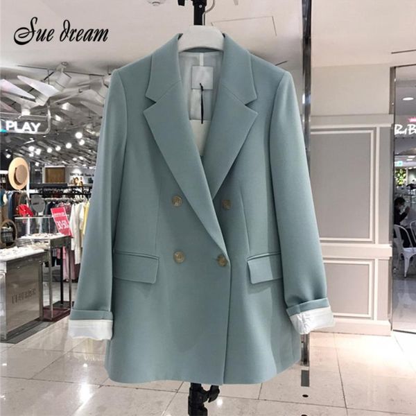 women's suits & blazers 2021 elegant autumn suit jacket double-breasted notch women office workwear loose, White;black
women's suits & blazers 2021 elegant autumn suit jacket double-breasted notch women office workwear loose, White;black