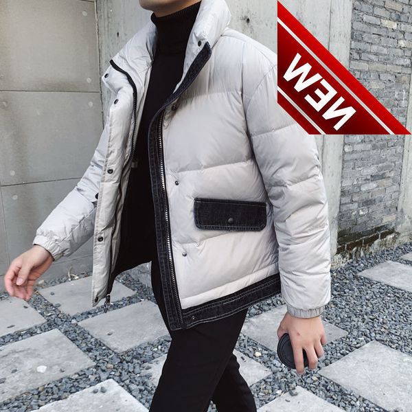 winter jackets mens black stand collar down jacket with denim splicing contrast duck solid coat clothing
winter jackets mens black stand collar down jacket with denim splicing contrast duck solid coat clothing