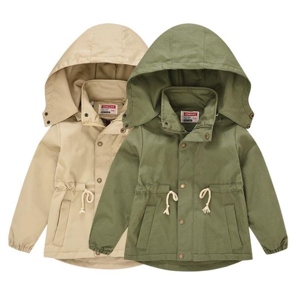 coat children's clothing windbreaker baby spring and autumn long sleeve waist pull rope boy girl detachable hood, Blue;gray 
coat children's clothing windbreaker baby spring and autumn long sleeve waist pull rope boy girl detachable hood, Blue;gray