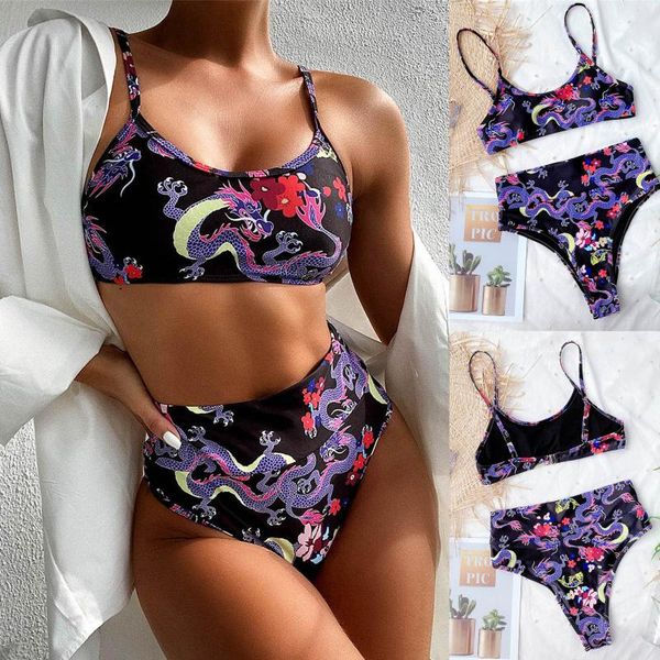 women's swimwear pattern printing bikini, sleeveless sling briefs swimsuit, classic round collar two-pieces set, White;black
women's swimwear pattern printing bikini, sleeveless sling briefs swimsuit, classic round collar two-pieces set, White;black