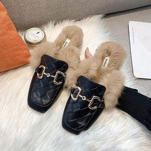 slippers fur slides muller shoes woman's winter warm outerwear toe cap half lazy flats furry fluffy, Black
slippers fur slides muller shoes woman's winter warm outerwear toe cap half lazy flats furry fluffy, Black
