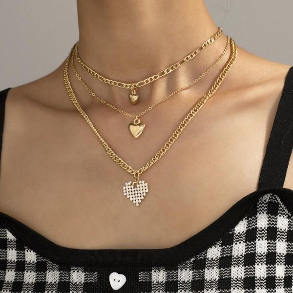 chains 3pcs/set rhinestone heart necklace french metal love long cuba chain korean simple female pendanklace for women collier femme, Silver
chains 3pcs/set rhinestone heart necklace french metal love long cuba chain korean simple female pendanklace for women collier femme, Silver