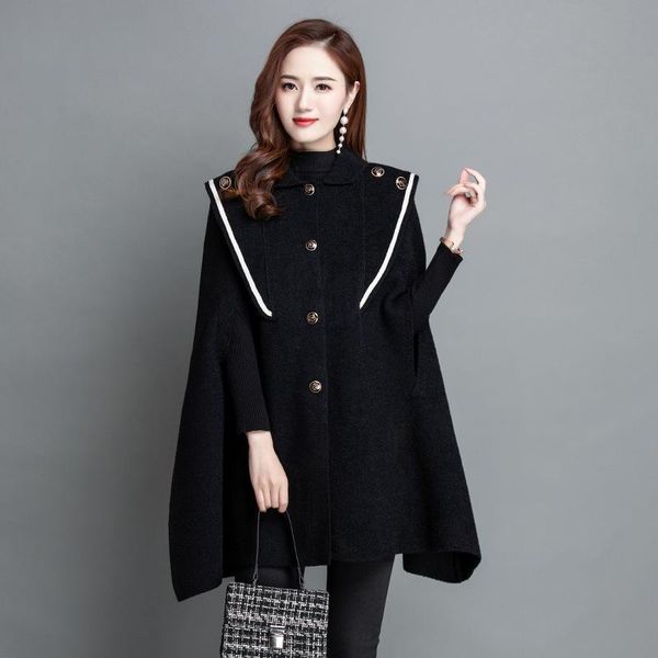 women's wool & blends fashion nizi coat cloak disorderly trend autumn and winter solid color nail button wholesale, Black
women's wool & blends fashion nizi coat cloak disorderly trend autumn and winter solid color nail button wholesale, Black