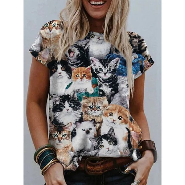 home pet pattern women's fashion style 3d printing round neck casual streetwear summer basic short-sleeved t-shirt, White
home pet pattern women's fashion style 3d printing round neck casual streetwear summer basic short-sleeved t-shirt, White