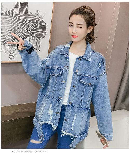 women's jackets casual hole women and coats embroidery pockets short denim jacket turn-down collar clothes, Black;brown
women's jackets casual hole women and coats embroidery pockets short denim jacket turn-down collar clothes, Black;brown