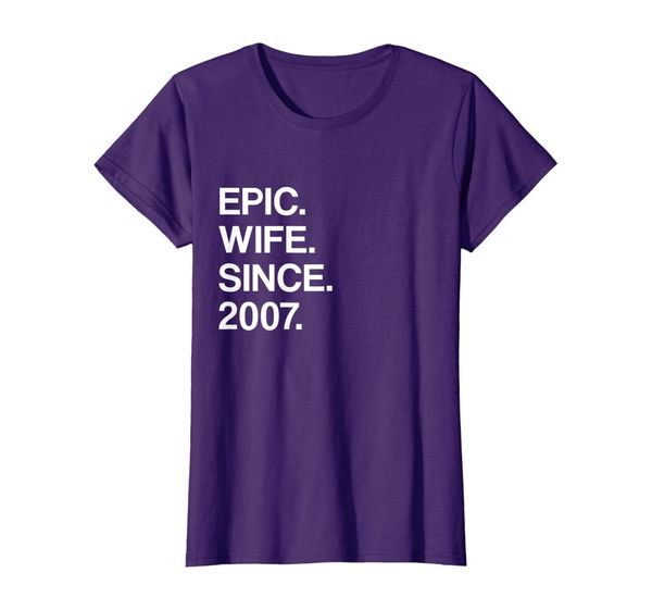 womens 12th wedding anniversary gift for her - epic wife since 2007 t-shirt, White;black
womens 12th wedding anniversary gift for her - epic wife since 2007 t-shirt, White;black