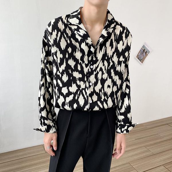men's casual shirts korea style autumn long sleeve printed men clothing simple loose social shirt party dress, White;black
men's casual shirts korea style autumn long sleeve printed men clothing simple loose social shirt party dress, White;black