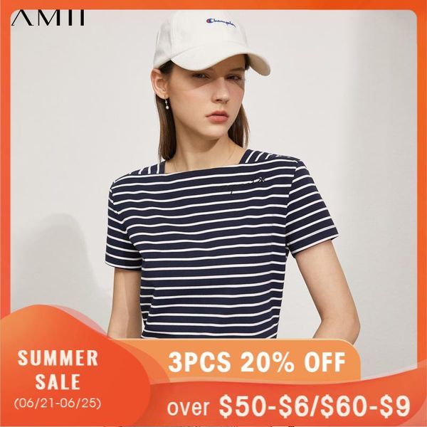 women's t-shirt amii minimalism summer tshirt fashion cotton stripe letter embroidery streetwear for women 12130267, White
women's t-shirt amii minimalism summer tshirt fashion cotton stripe letter embroidery streetwear for women 12130267, White
