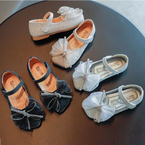 sweet girls princess casual shoes spring autumn kids children bow baby dance anti-slip shoes zapatos 21-36 s12164, Black