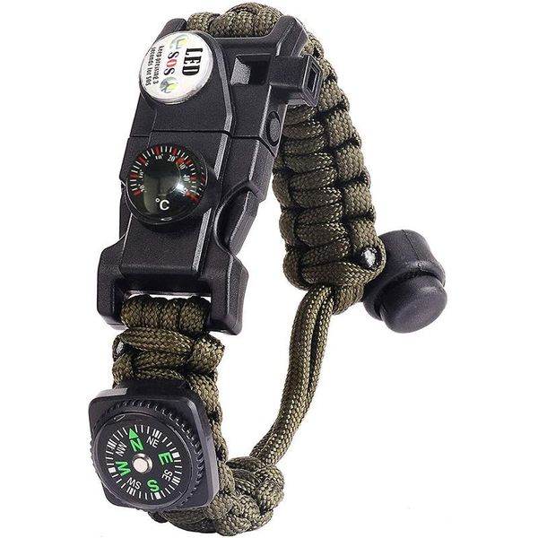 charm bracelets outdoor emergency sos led light knife whistle compass multi-function tool camping wristband, Golden;silver
charm bracelets outdoor emergency sos led light knife whistle compass multi-function tool camping wristband, Golden;silver
