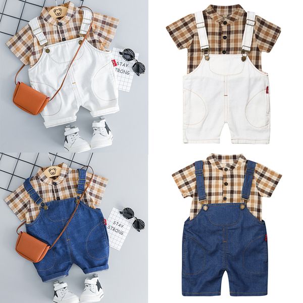 1-5y summer fashion kids baby boys clothes sets plaid gentleman shirts +denim overall pants 2 colors, White
1-5y summer fashion kids baby boys clothes sets plaid gentleman shirts +denim overall pants 2 colors, White