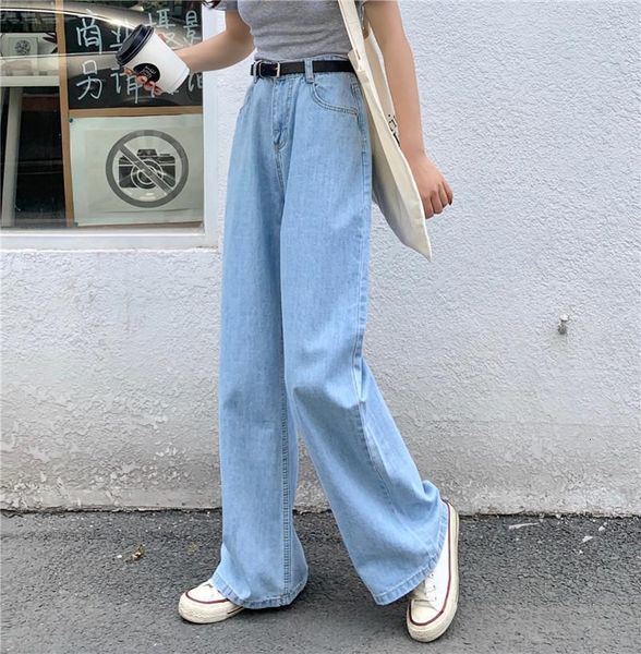2021 new women's brim pants high-waist broad-leg denim blue streetwear retro quality fashion harajuku slacks straight vtub
2021 new women's brim pants high-waist broad-leg denim blue streetwear retro quality fashion harajuku slacks straight vtub