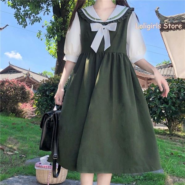 casual dresses women literary small fresh dress teen girls student 2021 summer retro loose navy collar bowknot princess korean, Black;gray
casual dresses women literary small fresh dress teen girls student 2021 summer retro loose navy collar bowknot princess korean, Black;gray