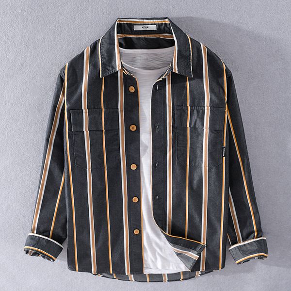 2021 new stripe cotton black brand fashion for men casual comfortable shirt mens striped shirts male chemise camisa fe1g, White;black 
2021 new stripe cotton black brand fashion for men casual comfortable shirt mens striped shirts male chemise camisa fe1g, White;black