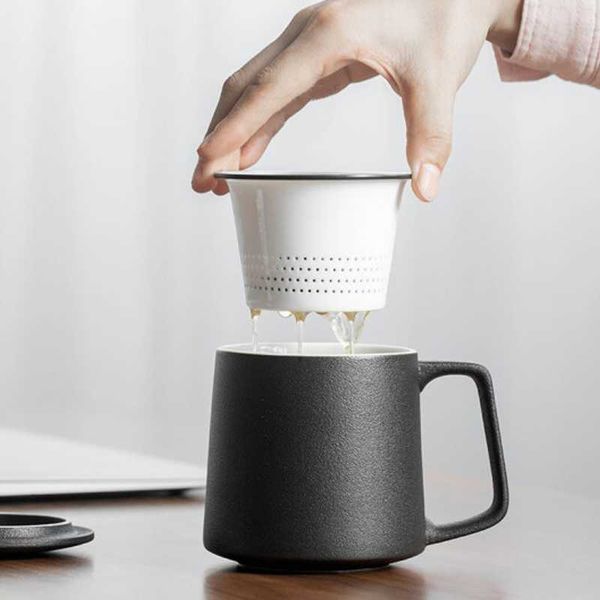 mugs creative and simple ceramic tea cup with cover filter liner for home office separation
mugs creative and simple ceramic tea cup with cover filter liner for home office separation