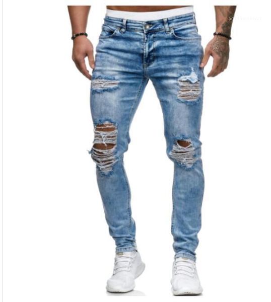 men's stretch ripped jeans fashion casual skinny straight light blue biker hip hop denim pants1
men's stretch ripped jeans fashion casual skinny straight light blue biker hip hop denim pants1