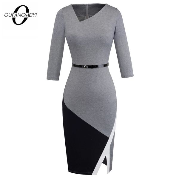 women formal knee-length asymmetrical neck wear to work dresses business office bodycon elegant pencil dress 210223, Black;gray
women formal knee-length asymmetrical neck wear to work dresses business office bodycon elegant pencil dress 210223, Black;gray