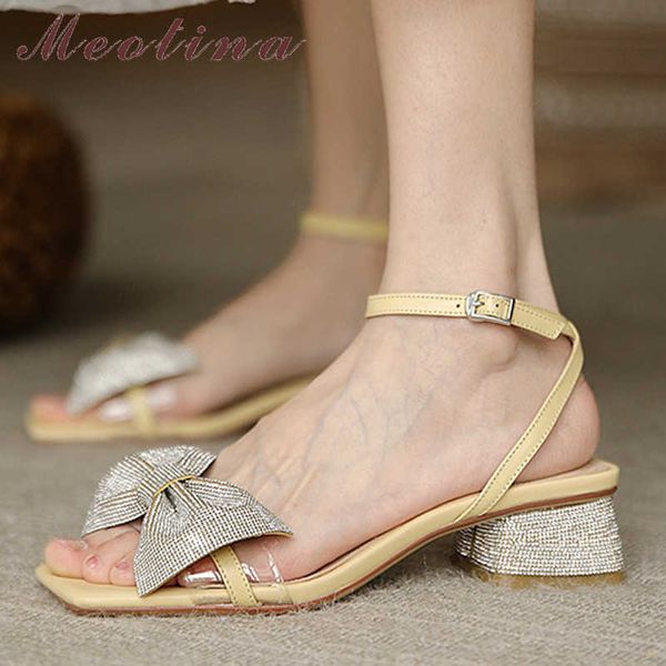 meotina shoes women genuine leather bow sandals med heel ankle strap sandals thick heel square toe ladies footwear summer beige 210608, Black
meotina shoes women genuine leather bow sandals med heel ankle strap sandals thick heel square toe ladies footwear summer beige 210608, Black