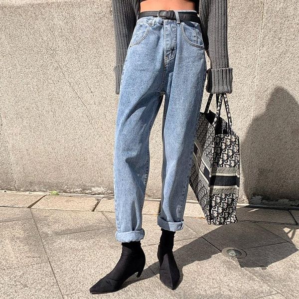 women light washed high waist slender harem trousers all match casual high street office lady large size, Blue
women light washed high waist slender harem trousers all match casual high street office lady large size, Blue