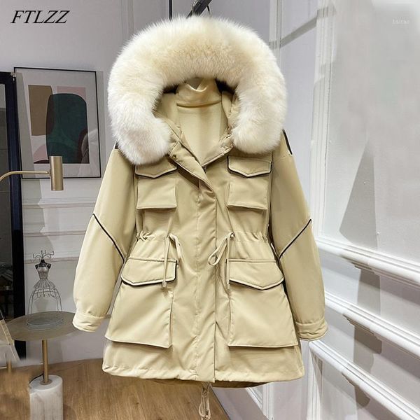 women's down & parkas ftlzz 90% white duck coat large natural fur hooded winter jacket women pocket thick parka warm sash tie up snow o, Black
women's down & parkas ftlzz 90% white duck coat large natural fur hooded winter jacket women pocket thick parka warm sash tie up snow o, Black