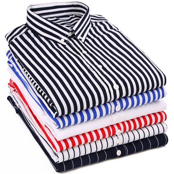 2021 new long sleeve stripe button down shirt men small stand collar handsome spring summer cotton casual plus size clothes pe1u, White;black
2021 new long sleeve stripe button down shirt men small stand collar handsome spring summer cotton casual plus size clothes pe1u, White;black