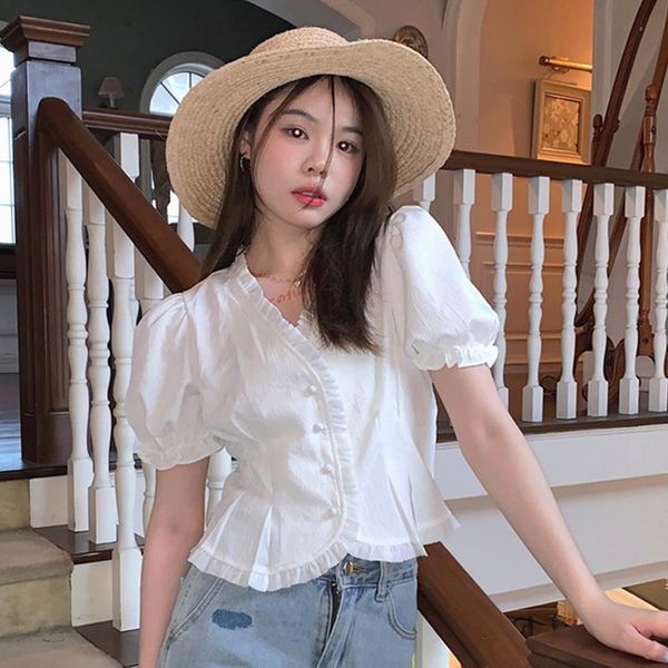 women's blouses & shirts white short sleeve fashion woman 2021 sweet edible tree women puff womens and
