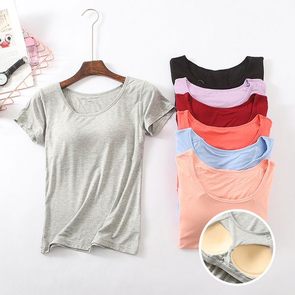 2021 new one-piece bra women's slim belt chest pad half-sleeved female summer short-sleeved t-shirt with b v4aj, Black;red
2021 new one-piece bra women's slim belt chest pad half-sleeved female summer short-sleeved t-shirt with b v4aj, Black;red