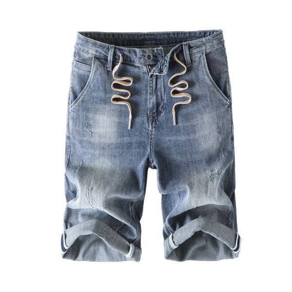 men's jeans trendy ripped denim shorts business fashion loose casual lace waist stretch 2021 summer male brand five-point pants, Blue
men's jeans trendy ripped denim shorts business fashion loose casual lace waist stretch 2021 summer male brand five-point pants, Blue