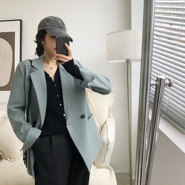 women's suits & blazers solid color elegant blue blazer women jacket korean style loose v-neck long sleeve cardigan, White;black
women's suits & blazers solid color elegant blue blazer women jacket korean style loose v-neck long sleeve cardigan, White;black