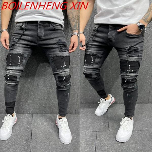 spring 2021 skinny jeans men beggar ripped jeans stretch zipper denim hip-hop casual men solid color vintage pencil, Blue
spring 2021 skinny jeans men beggar ripped jeans stretch zipper denim hip-hop casual men solid color vintage pencil, Blue