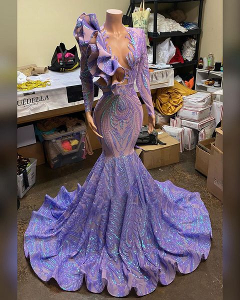 laser purple evening dress v neck party gowns long sleeve shiny sequin lace mermaid prom dresses robe de soiree vestido, Black
laser purple evening dress v neck party gowns long sleeve shiny sequin lace mermaid prom dresses robe de soiree vestido, Black