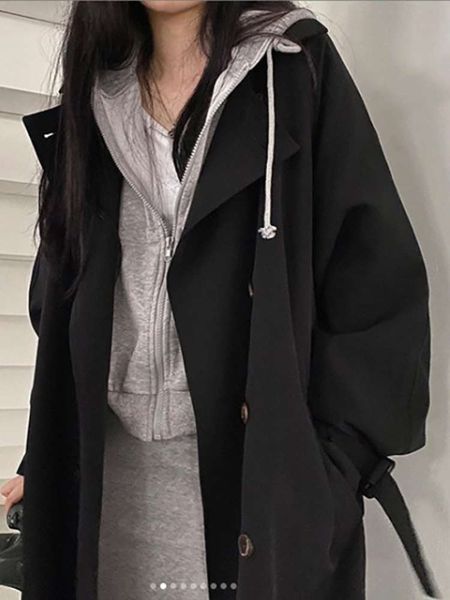 fashion loose windbreaker women 2021 early spring new korean medium long small temperament popular frock coat luxury, Tan;black
fashion loose windbreaker women 2021 early spring new korean medium long small temperament popular frock coat luxury, Tan;black