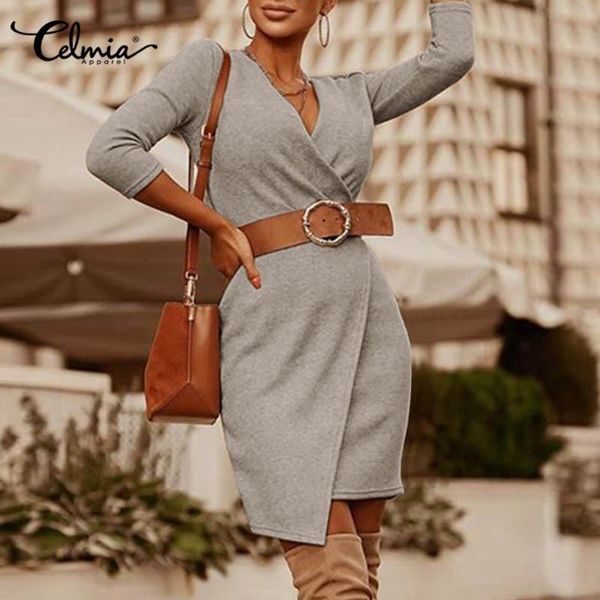 casual dresses mini 2021 celmia women knitted bodycon dress v-neck asymmetrical plus size party vestidos oversize 7, Black;gray
casual dresses mini 2021 celmia women knitted bodycon dress v-neck asymmetrical plus size party vestidos oversize 7, Black;gray