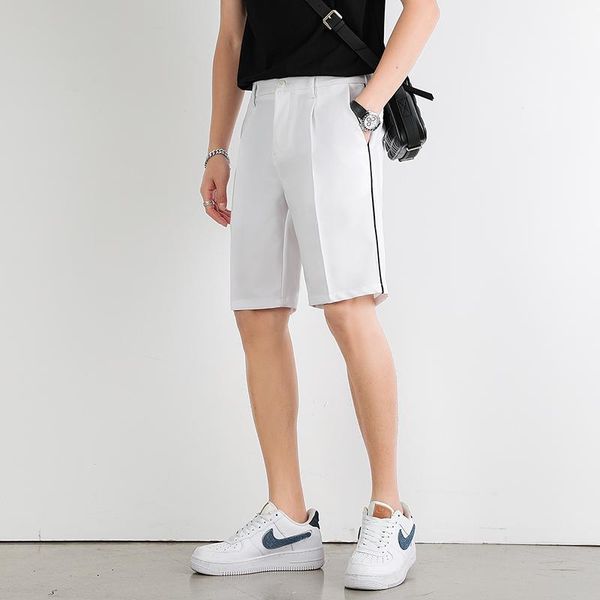 men's shorts summer thin suit mens black white slim fit capris 2021 fashion classic elegant clothing khaki social pants grey, White;black
men's shorts summer thin suit mens black white slim fit capris 2021 fashion classic elegant clothing khaki social pants grey, White;black