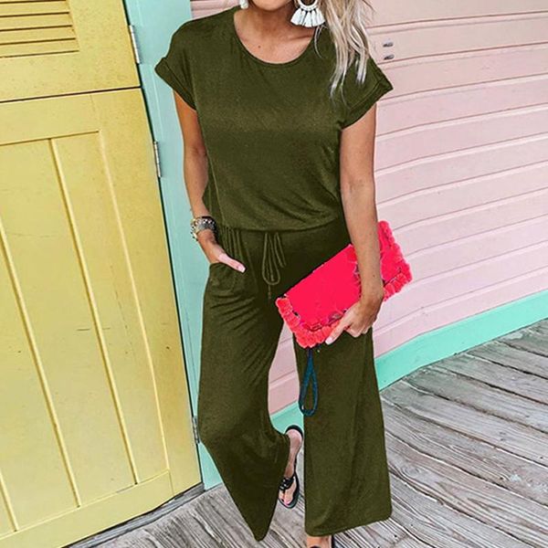 women's jumpsuits & rompers summer elegant short sleeve wide-leg jumpsuit with pockets casual round neck solid color long pants loose, Black;white
women's jumpsuits & rompers summer elegant short sleeve wide-leg jumpsuit with pockets casual round neck solid color long pants loose, Black;white