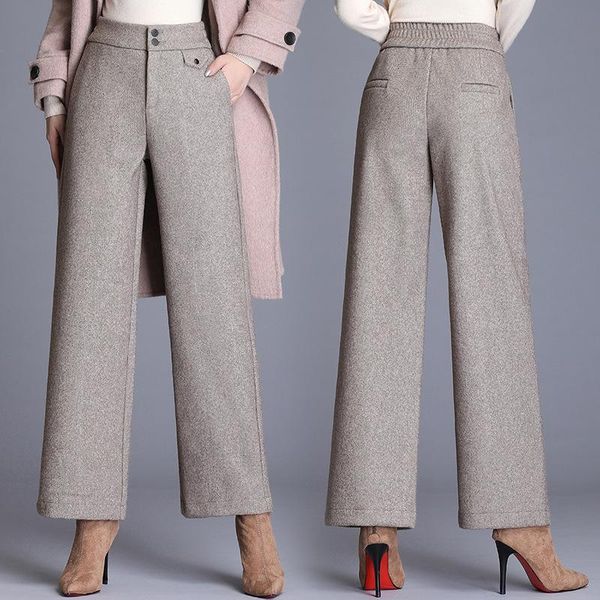 women winter pants woollen cloth straight tube warm trousers thick pants, Black;white
women winter pants woollen cloth straight tube warm trousers thick pants, Black;white
