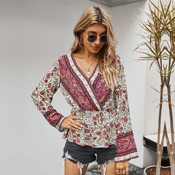 women's blouses & shirts vintage print blouse women casual v neck fashion holiday shirt autumn slim for 2021, White
women's blouses & shirts vintage print blouse women casual v neck fashion holiday shirt autumn slim for 2021, White