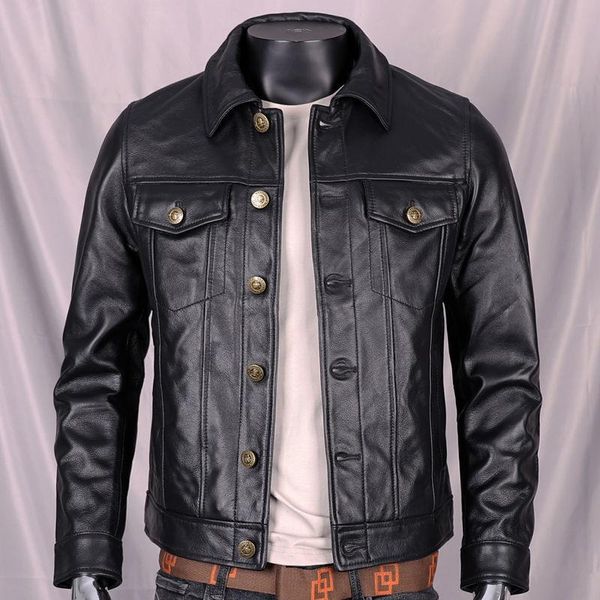 men's leather & faux cowhide men 's short jacket autumn winter youth lapel slim -fit button, Black
men's leather & faux cowhide men 's short jacket autumn winter youth lapel slim -fit button, Black
