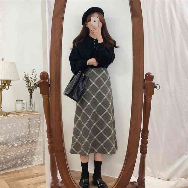 plus size harajuku long skirt korean grey plaid skirt women zipper high waist school girl pleated plaid vintage long, Black
plus size harajuku long skirt korean grey plaid skirt women zipper high waist school girl pleated plaid vintage long, Black