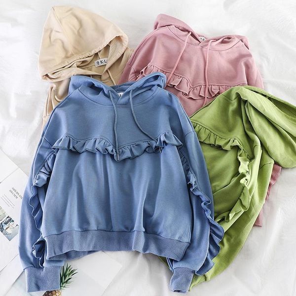 sweet student ruffled hooded women's jacket short temperament wild shirt women's clothing, Black
sweet student ruffled hooded women's jacket short temperament wild shirt women's clothing, Black