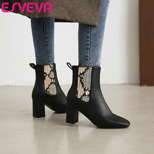 boots esveva 2021 round toe pu+leather fashion square high heel ankle platform mixed color women slip on big size 34-43, Black
boots esveva 2021 round toe pu+leather fashion square high heel ankle platform mixed color women slip on big size 34-43, Black