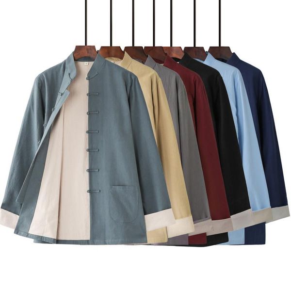 men's jackets autumn mens traditional chinese linen jacket male tang suit long sleeve tai chi uniforms hanfu, Black;brown
men's jackets autumn mens traditional chinese linen jacket male tang suit long sleeve tai chi uniforms hanfu, Black;brown