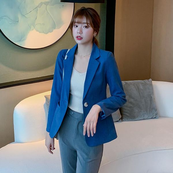 women's suits & blazers light blue blazer women 2021 spring autumn fashion temperament long sleeve slim jacket office ladies work coat, White;black
women's suits & blazers light blue blazer women 2021 spring autumn fashion temperament long sleeve slim jacket office ladies work coat, White;black