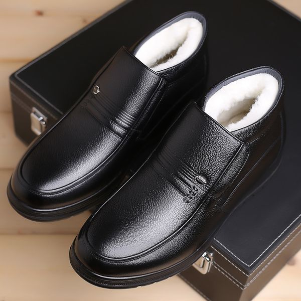 high shoes plush men's winter warm wool cotton soft leather business casual, Black
high shoes plush men's winter warm wool cotton soft leather business casual, Black