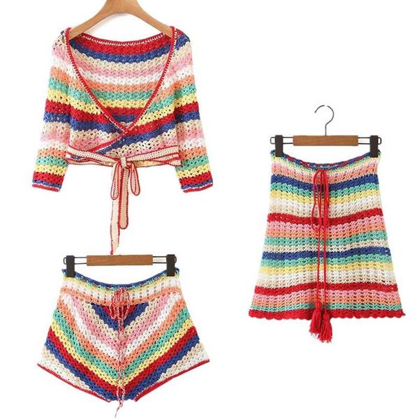 women's shorts boho inspired rainbow knit women coachella style bohemian drawstring waist summer girls, White;black
women's shorts boho inspired rainbow knit women coachella style bohemian drawstring waist summer girls, White;black