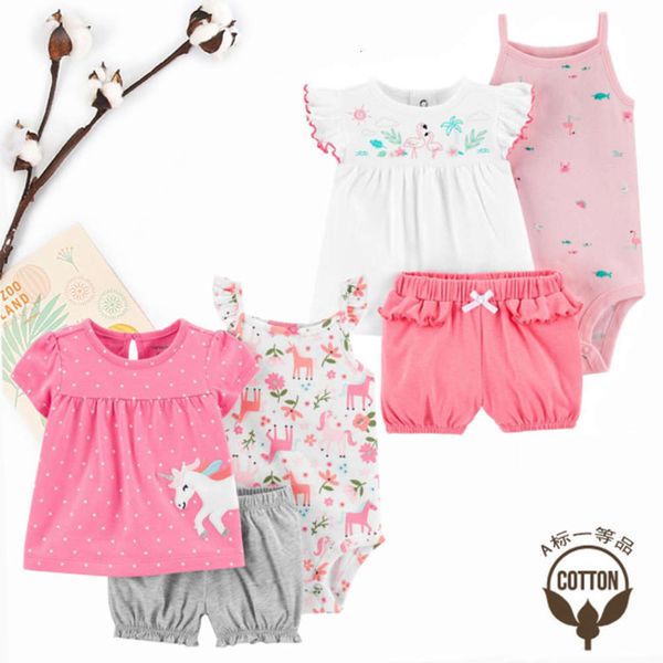 children's baby summer clothing three piece set of little girl short sleeve suit, White
children's baby summer clothing three piece set of little girl short sleeve suit, White