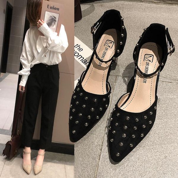 dress shoes 2021 women's spring banquet flock mouth pointed prom high heel fashion rivet pump thin heels ladies, Black
dress shoes 2021 women's spring banquet flock mouth pointed prom high heel fashion rivet pump thin heels ladies, Black