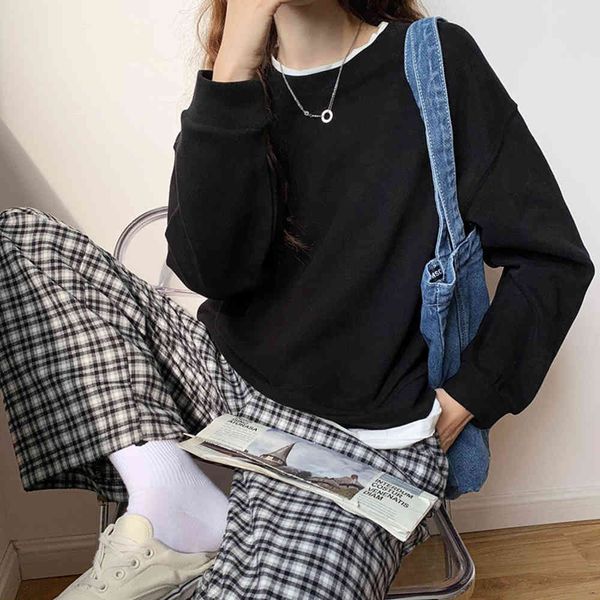 autumn and winter round neck color sweater lazy wind small thin long sleeve blouse women, Black
autumn and winter round neck color sweater lazy wind small thin long sleeve blouse women, Black